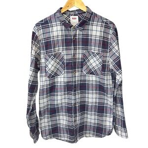 Levis Mens‎ Plaid Button Down Shirt Long Sleeve Blue White Red Large 0040